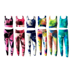 CONJUNTO MUJER PETO Y CALZAS MULTICOLOR TIE DYE  |12 UNID