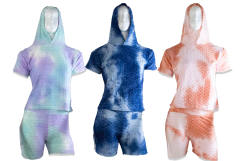 POLERON DE MUJER CON PANTALON CORTO COLOR TYE DIE