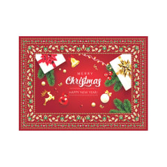 MANTEL NAVIDAD MERRY CHRISTMAS ROJO POLIESTER 137X180CM