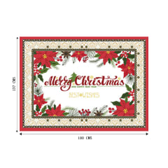 MANTEL NAVIDAD MERRY CHRISTMAS FLORES ROJA POLIESTER 137X180CM