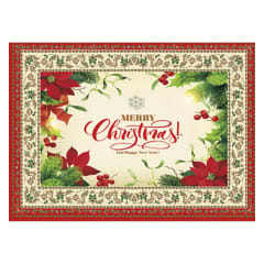 MANTEL NAVIDAD MERRY CHRISTMAS FLORES POLIESTER 137X200CM