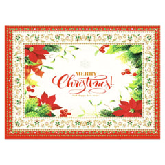 MANTEL NAVIDAD MERRY CHRISTMAS FLORES ROJA POLIESTER 137X240CM
