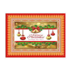 MANTEL NAVIDAD MERRY CHRISTMAS DORADO POLIESTER 137X140CM 