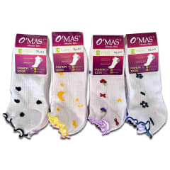 CALCETINES DE MUJER CORTE TOBILLO CON VUELO | 12 UNID