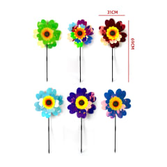 REMOLINO DE VIENTO FORMA FLOR METALICO CON GIRASOL FRONTAL 31X69CM