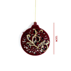 ADORNO ARBOL NAVIDAD CIRCULAR TERCIOPELO BURDEO 12CM