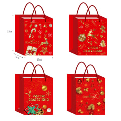BOLSA DE REGALO FONDO BLANCO ADORNOS NAVIDEÑOS  23X18X10CM | 12 UNID