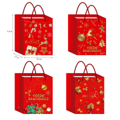 BOLSA DE REGALO NAVIDAD ADORNOS DORADO 44X31X12CM | 12 UNID