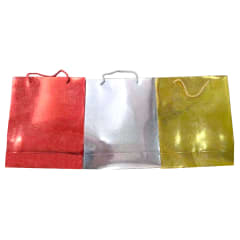 BOLSA DE REGALO COLOR LISO ROJO/PLATEADO/DORADO 23X18X10CM | VENTA X MAYOR
