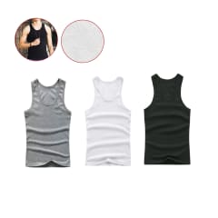 CAMISETA DE HOMBRE ALGODÓN LISO SIN MANGAS |12UNID