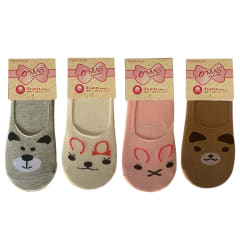 CALCETINES DE NIÑA JUVENIL INVISIBLE DISEÑO GATO | 12 UNID