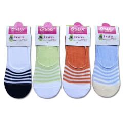 CALCETINES DE MUJER INVISIBLE LISO CON FRANJAS | 12 UNID