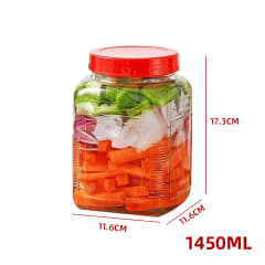 FRASCO DE VIDRIO  CON TAPA PLASTICO  11.6X11.6X17.3CM