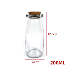 FRASCO DE VIDRIO CON TAPA DE CORCHO 200 ML