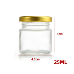 FRASCO DE VIDRIO LISO CON TAPA ALUMINIO DORADO 25 ML