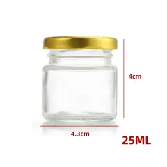 FRASCO DE VIDRIO LISO CON TAPA ALUMINIO DORADO 25 ML