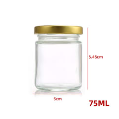 FRASCO DE VIDRIO LISO CON TAPA ALUMINIO DORADO 75 ML