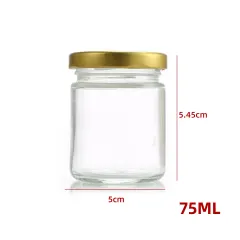 FRASCO DE VIDRIO LISO CON TAPA ALUMINIO DORADO 75 ML