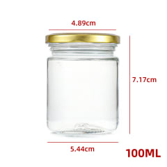 FRASCO DE VIDRIO LISO CON TAPA ALUMINIO COLOR DORADO 100 ML