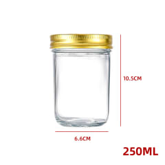 FRASCO VIDRIO TAPA METÁLICA DORADA 250 ML