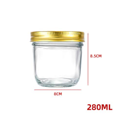 FRASCO DE VIDRIO TAPA ALUMINIO DORADO 280 ML