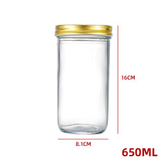 FRASCO VIDRIO TAPA DORADA ALUMINIO 650 ML