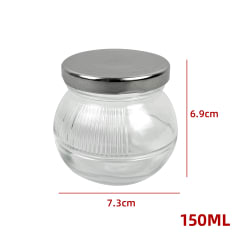 FRASCO DE VIDRIO CON TAPA ALUMINIO 150 ML DISEÑO CIRCULAR