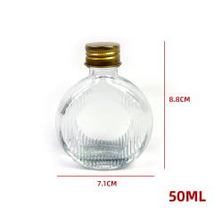 FRASCO DE VIDRIO CON TAPA ALUMINIO 50 ML MODELO CIRCULAR