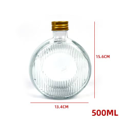 FRASCO DE VIDRIO CIRCULAR CON TAPA ALUMINIO 500 ML RELIEVES