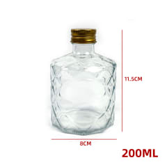 FRASCO DE VIDRIO CON RELIEVE CON TAPA ALUMINIO 200 ML