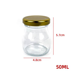 FRASCO DE VIDRIO LISO CON TAPA ALUMINIO DORADO 50 ML