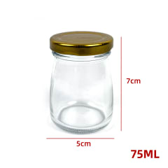 FRASCO DE VIDRIO LISO CON TAPA ALUMINIO DORADO 75ML