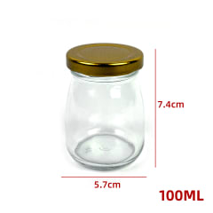 FRASCO DE VIDRIO LISO CON TAPA ALUMINIO DORADO 100 ML