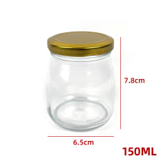FRASCO DE VIDRIO LISO CON TAPA ALUMINIO DORADO 150 ML