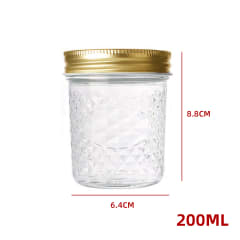 FRASCO VIDRIO DISEÑO CLÁSICO TAPA PLASTICO DORADA 200 ML