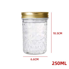 FRASCO VIDRIO CLÁSICO TAPA PLASSTICO DORADO 250 ML
