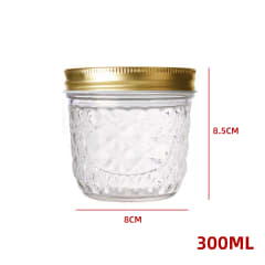 FRASCO DE VIDRIO TAPA ALUMINIO DORADO 300 ML
