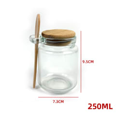 FRASCO VIDRIO TAPA Y CUCHARA DE BAMBÚ 250 ML