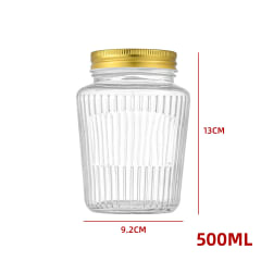 (48)FRASCO DE VIDRIO  ACANALADO CON TAPA ALUMINIO DORADO 500 ML