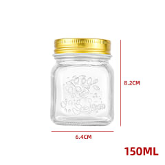 FRASCO VIDRIO RELIEVE TAPA DORADA DISEÑO 150 ML
