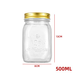 FRASCO VIDRIO COCINA TAPA METAL DORADA 500 ML