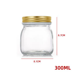 FRASCO VIDRIO TAPA ALUMINIO DORADO 300 ML