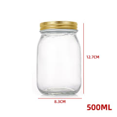 FRASCO VIDRIO COCINA TAPA ALUMINIO DORADO 500 ML