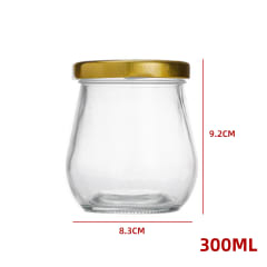 FRASCO VIDRIO ACANLADO TAPA ALUMINIO DORADO 300 ML