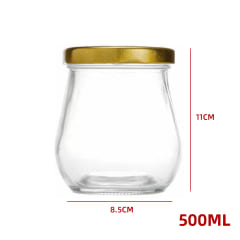 FRASCO VIDRIO CURVO TAPA ALUMINIO DORADO 500 ML