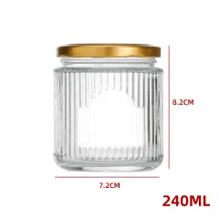 FRASCO VIDRIO ACANLADO TAPA ALUMINIO DORADO 240 ML