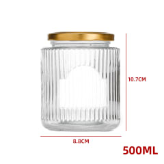 FRASCO VIDRIO ACANALDO TAPA ALUMINIO DORADO 500 ML