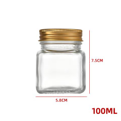 FRASCO DE VIDRIO DISEÑO CUADRADO CON TAPA ALUMINIO - 100 ML