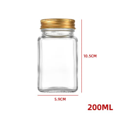 FRASCO VIDRIO TAPA ALUMINIO DORADA 200 ML 10.5X6 CM