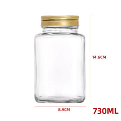 FRASCO DE VIDRIO TAPA DORADA ALUMINIO 730 ML